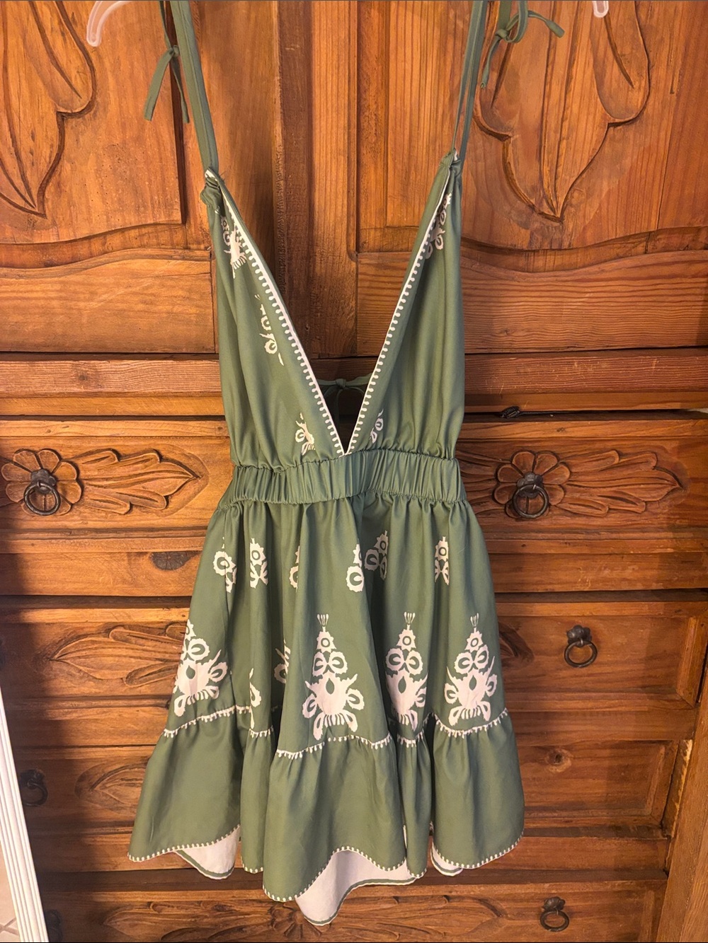 SHEIN Olive Green Backless Sundress